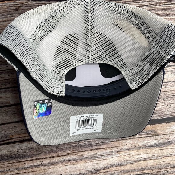 47 Brand MVP DP Seattle Seahawks Trucker Mesh Navy Blue White Hat Snapback OSFA - Picture 3 of 6